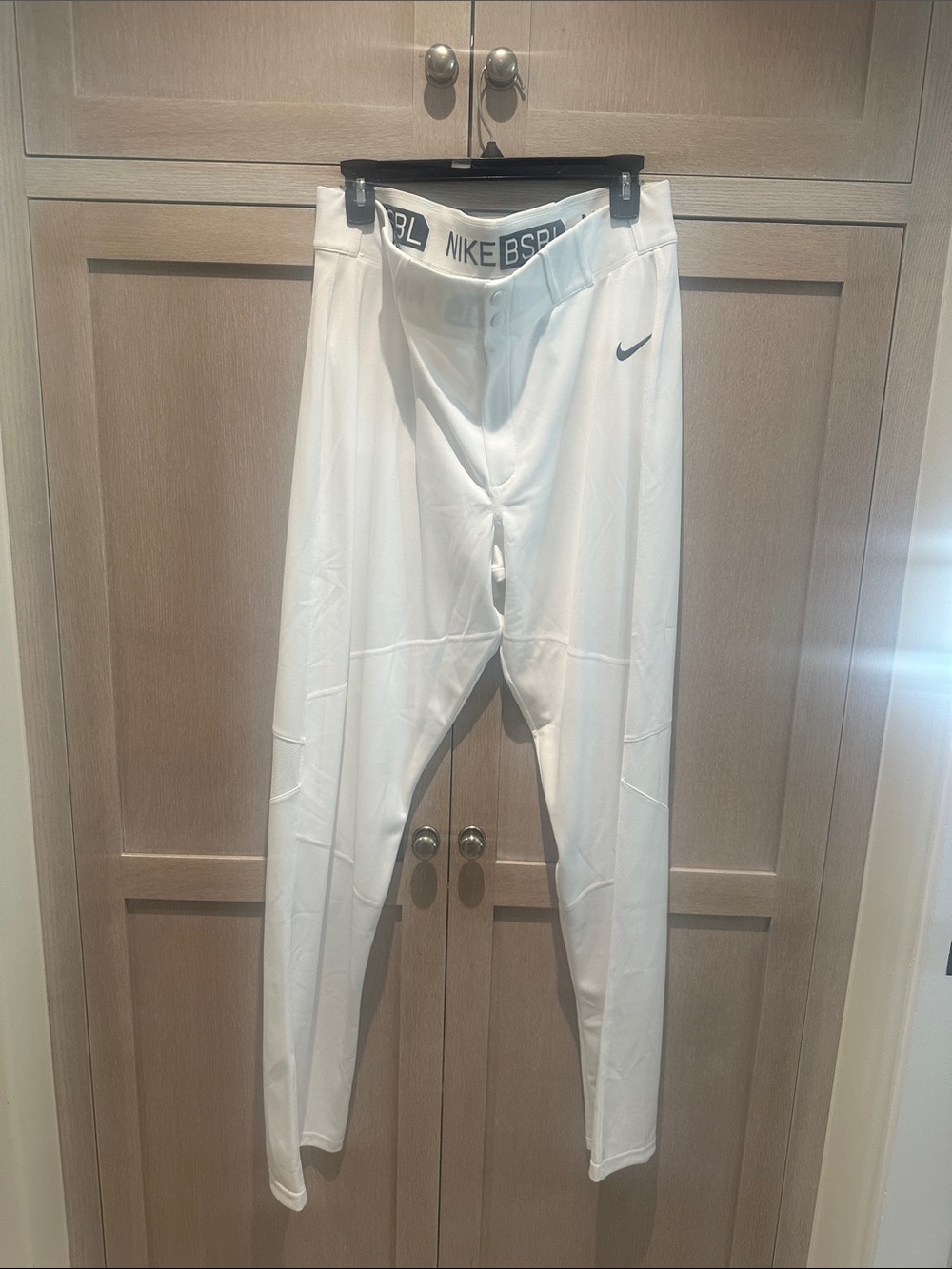 Nike White Baseball Pants with Black Swoosh